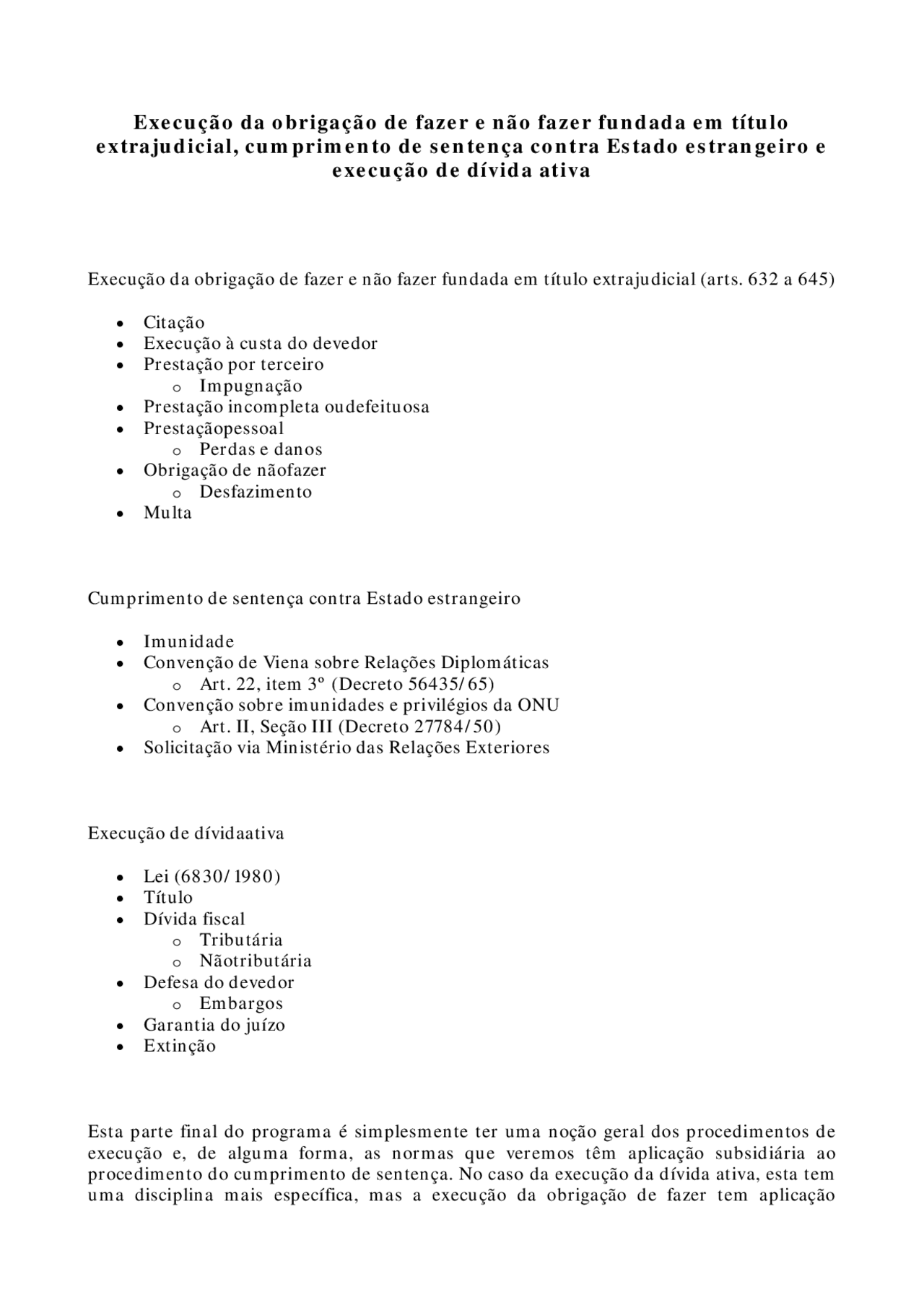 Execução da obrigação de fazer e não fazer - Apostilas - Direito ...