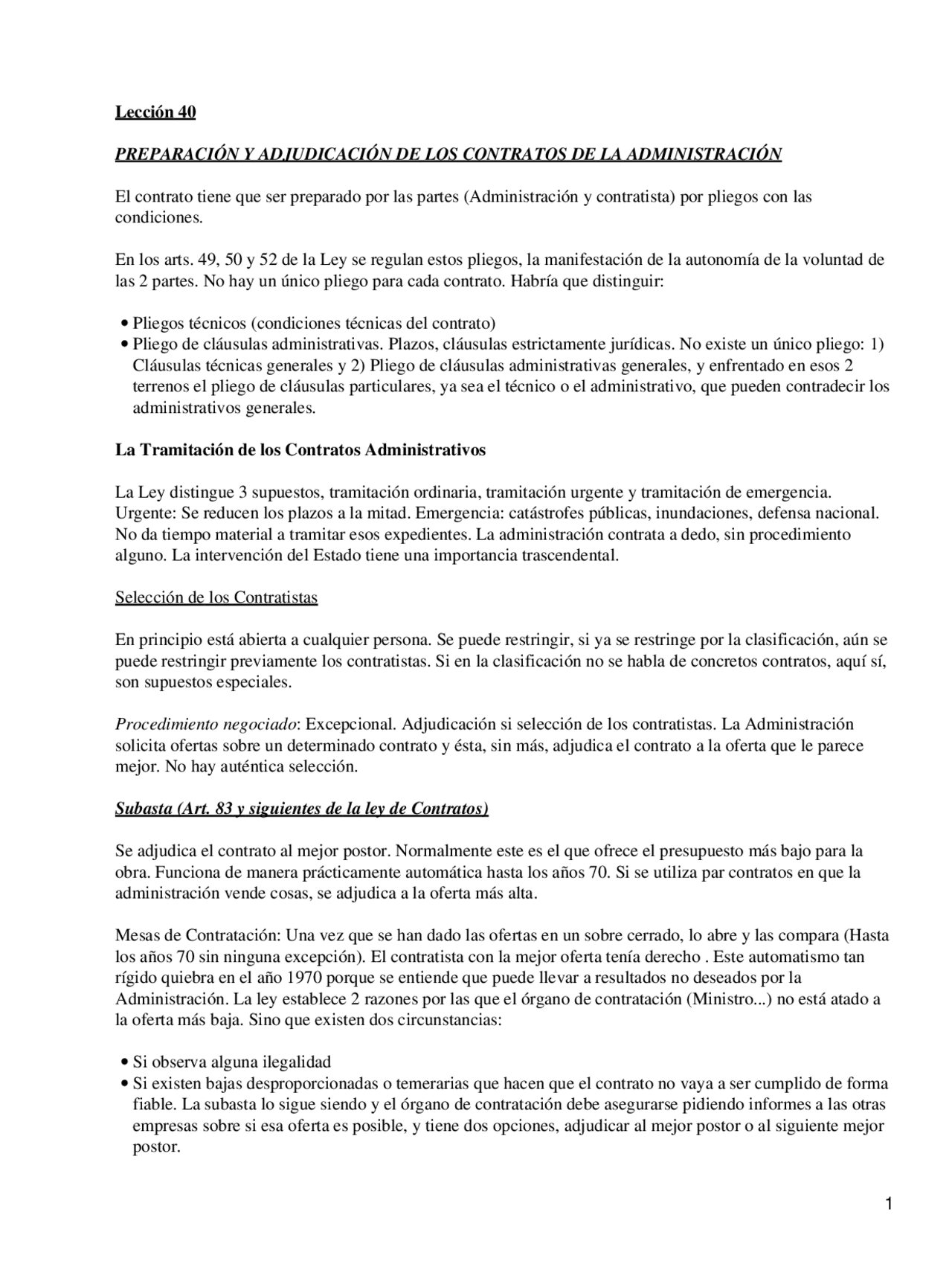 Preparación y adjudicación de los contratos de la administración ...