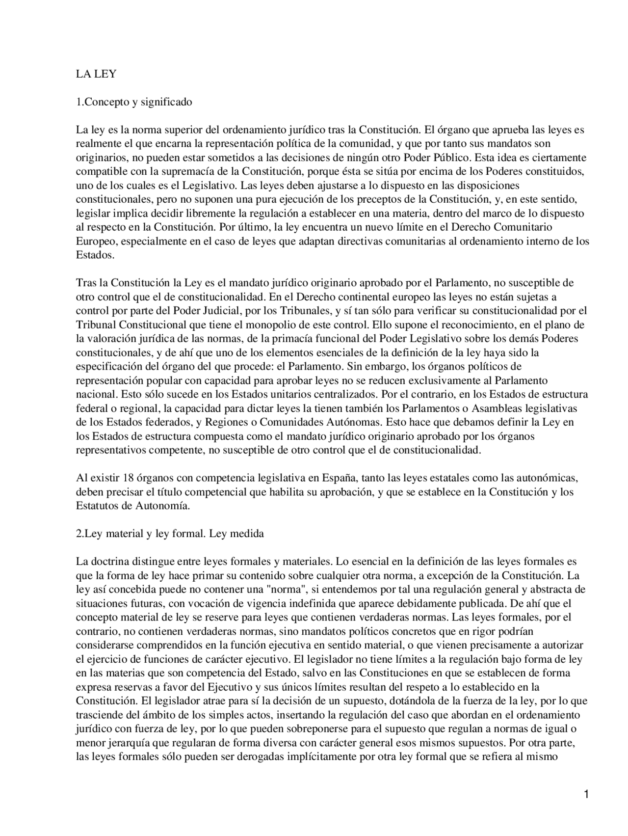 La ley - Apuntes - Derecho Parte1 - Docsity