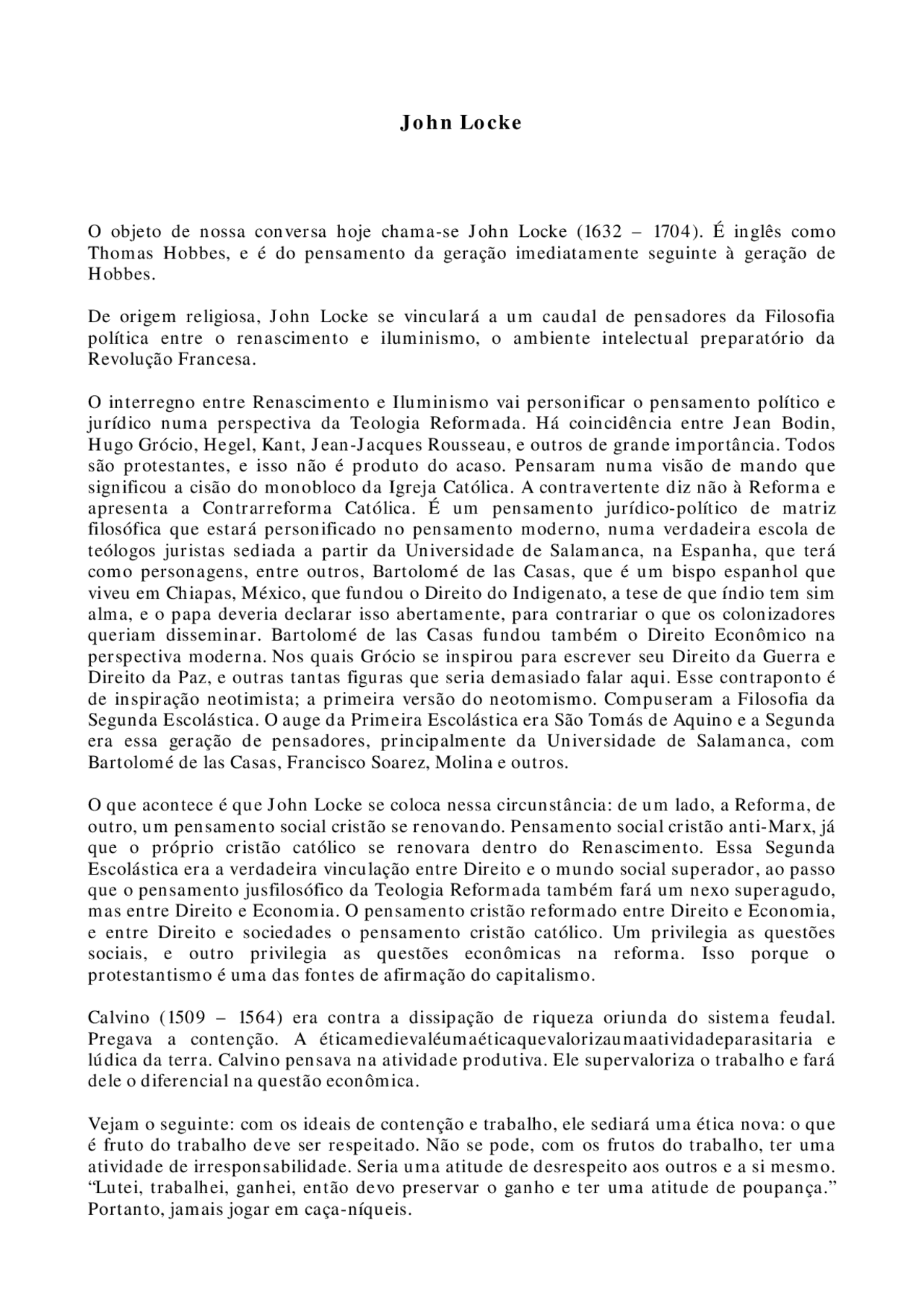 John Locke - Apostilas - Filosofia do Direito - Docsity