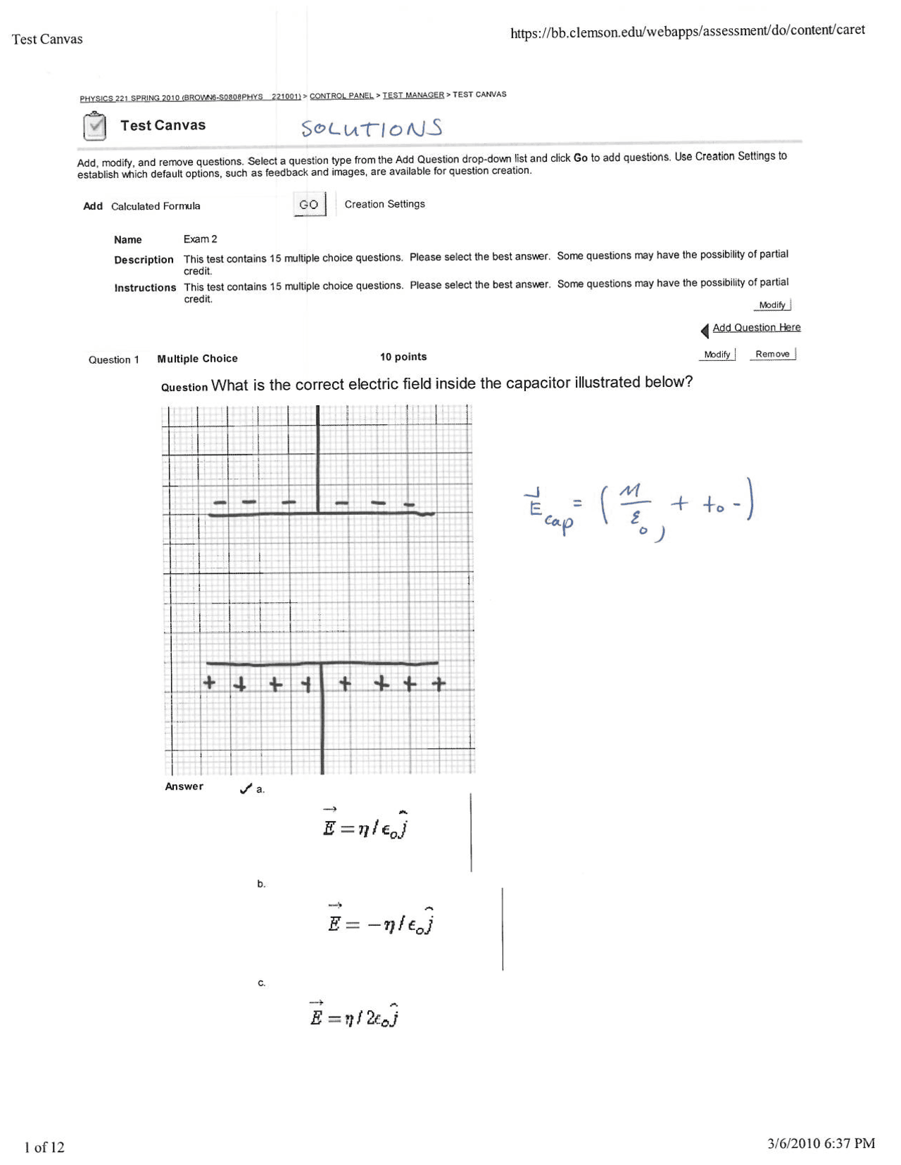 15 Questions on Physics with Calculus II - Solutions - Exam 2 | PHYS ...