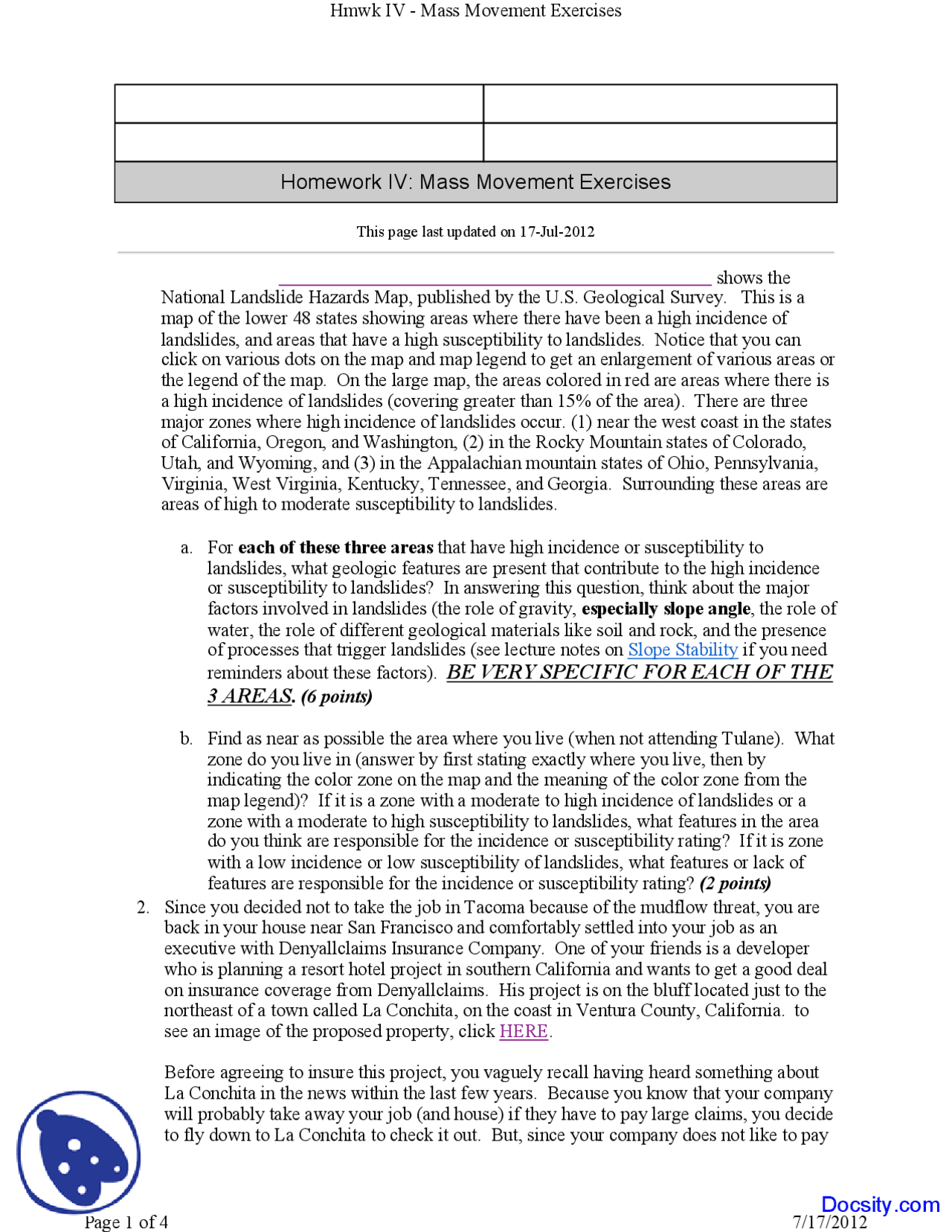 Mass Movement - General Geology - Lecture Notes | Study notes Geology ...