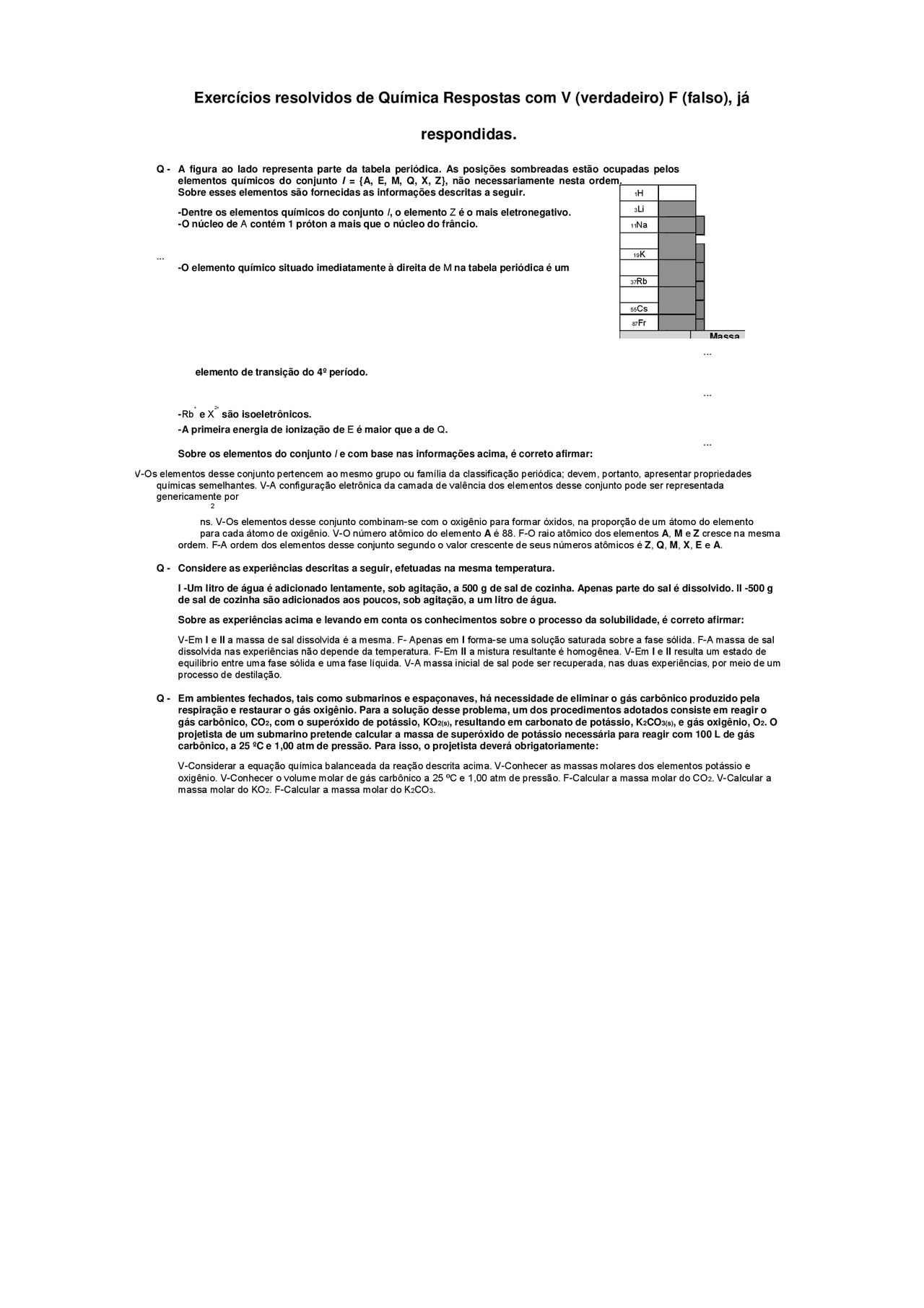 Exercicios De Quimica Iii Apostilas Quimica Docsity