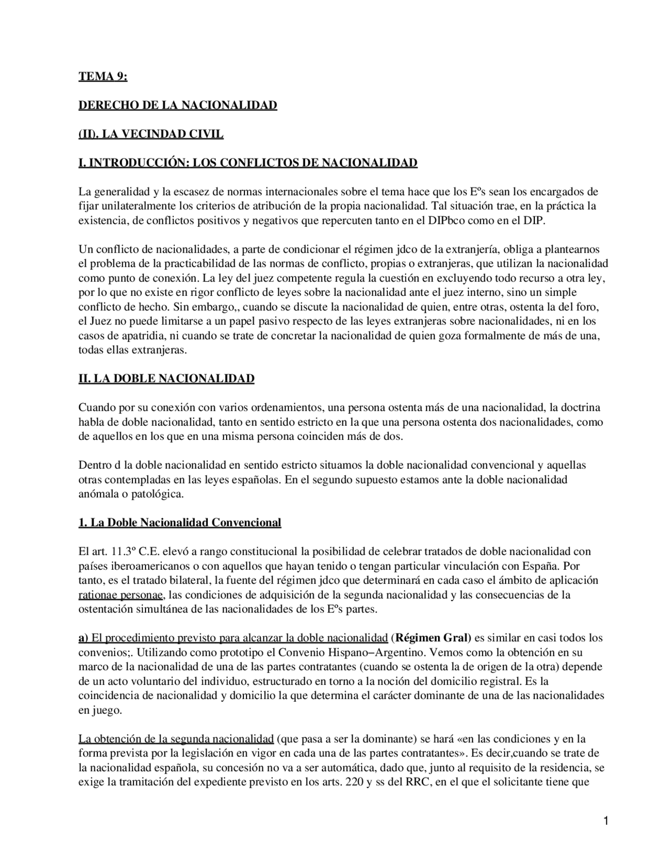 Derecho de la nacionalidad Apuntes Derecho Docsity
