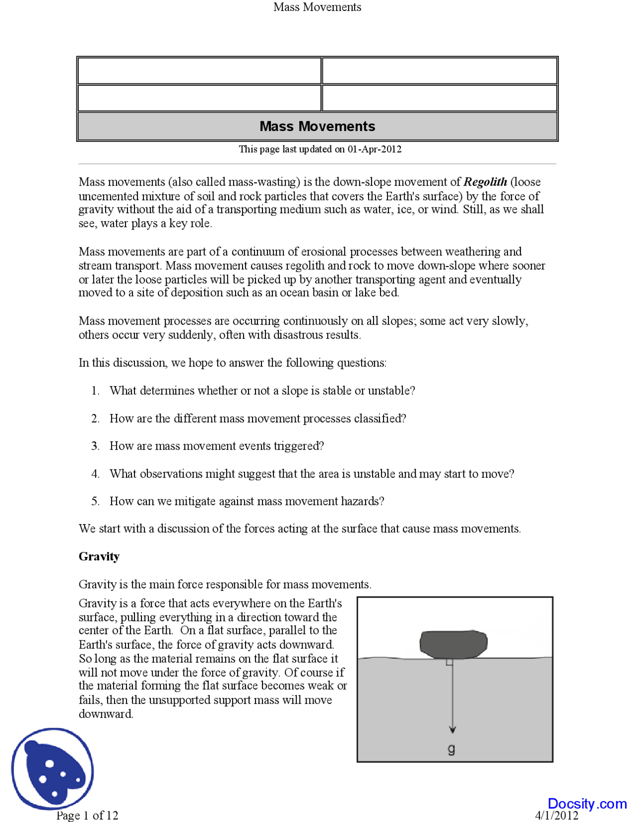 Regolith - General Geology - Lecture Notes | Study notes Geology | Docsity