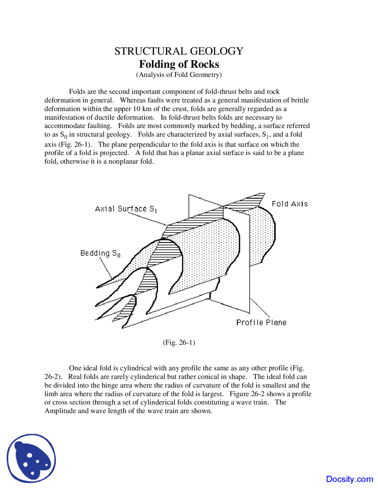 Geological Field Notes Folding of Rocks - Field Geology - lecture notes - Docsity