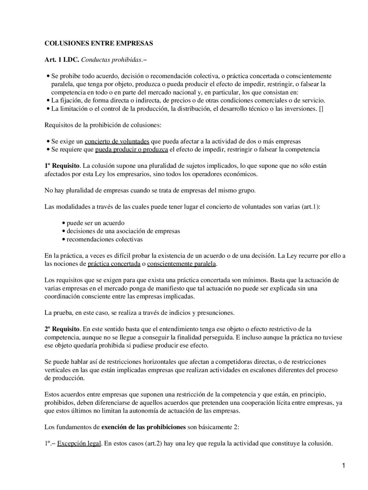 Colusiones entre empresas - Apuntes - Derecho | Apuntes de Derecho ...
