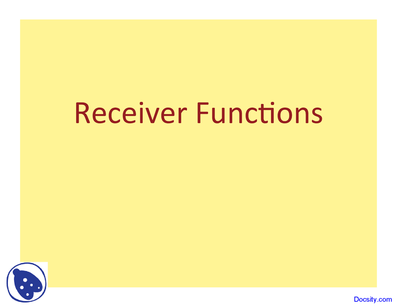 Receiver Function - Seismology - Lecture Slides - Docsity