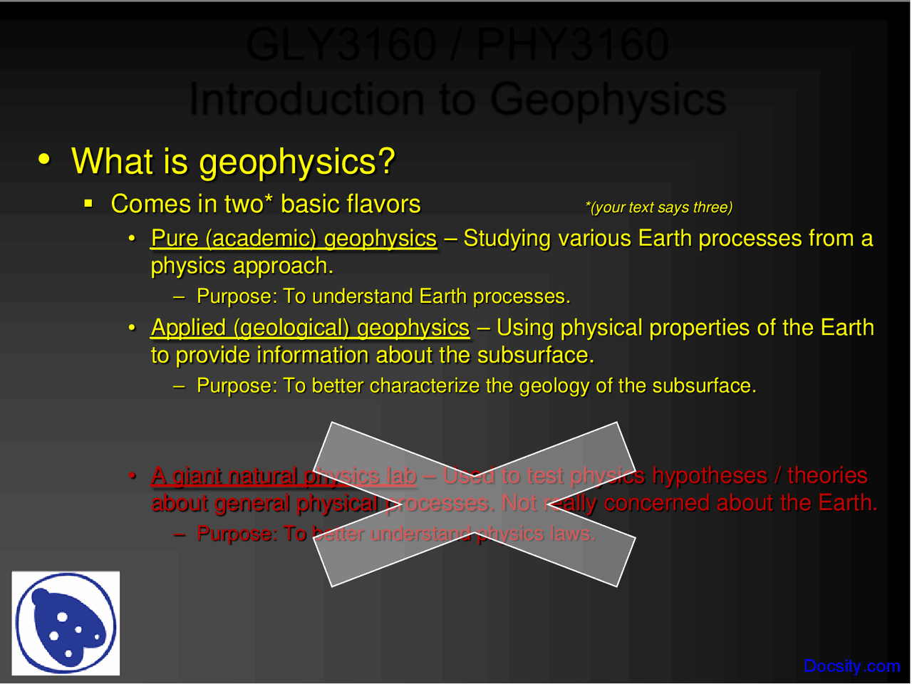Geophysistics Geophysics - Seismology - Lecture Slides - Docsity