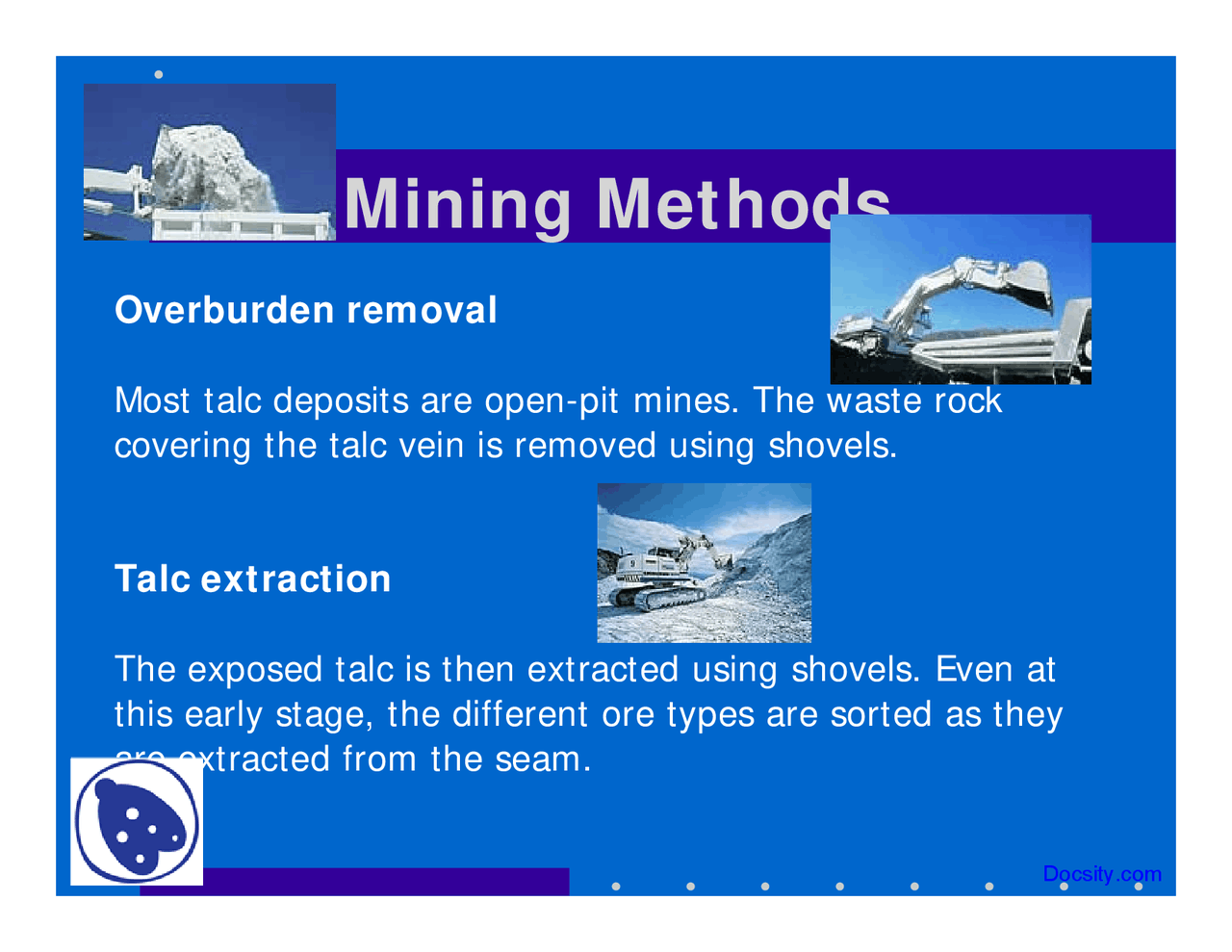 Mining Methods - Mineral Deposits - Lecture Slides - Docsity
