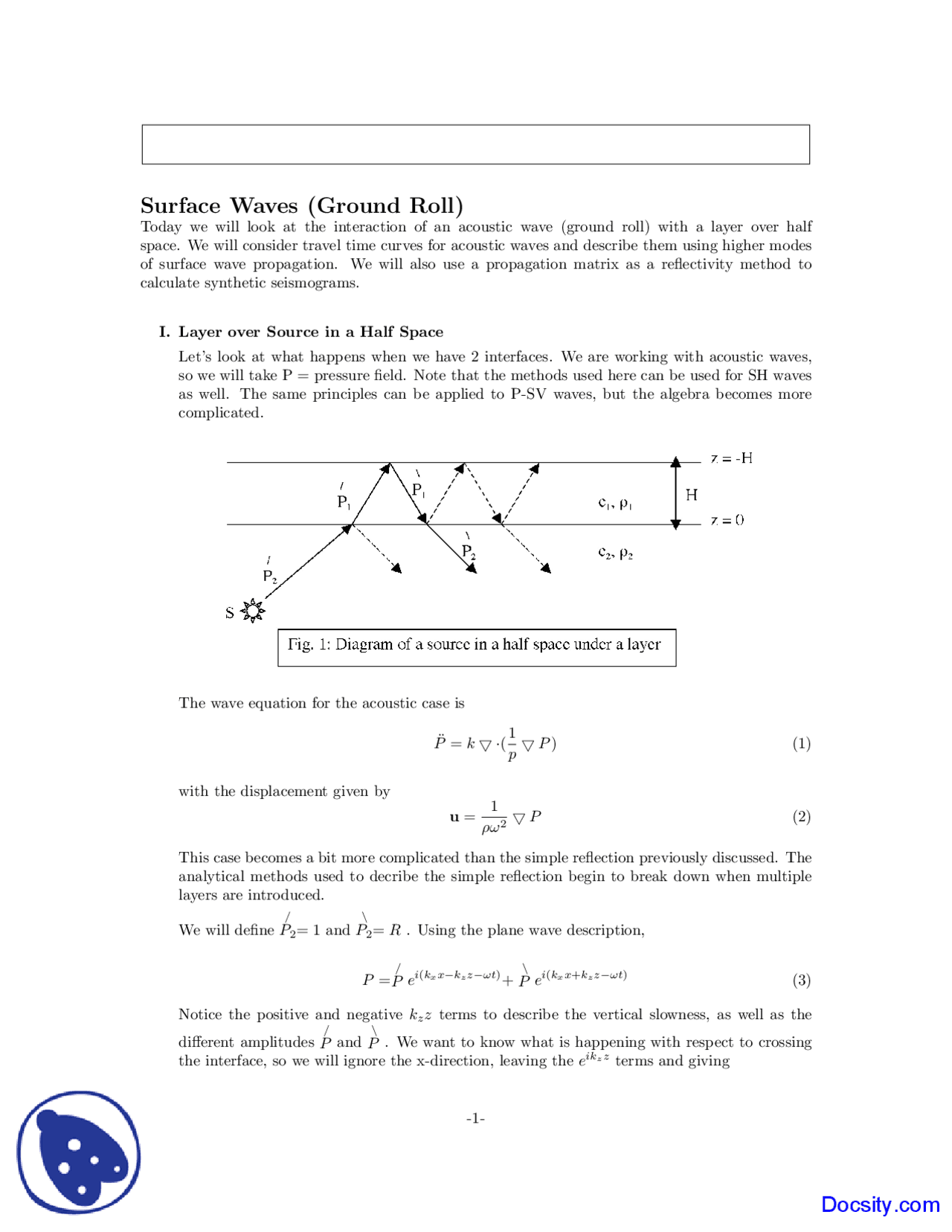 Surface Waves Two - Seismology - Lecture Notes | Study notes Geology ...