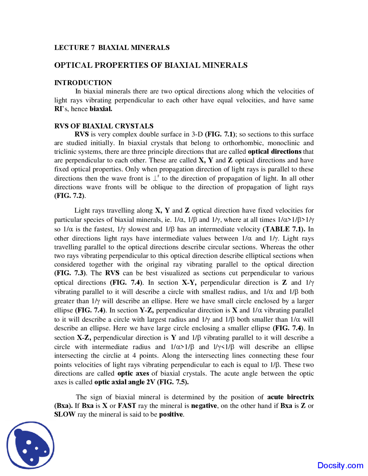 Biaxial Minerals - Mineral Deposits - Lecture Notes | Study notes ...
