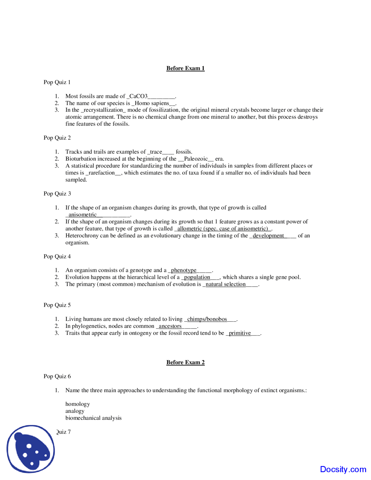 Mineral Crystals Paleontology Exam Exams Geology Docsity