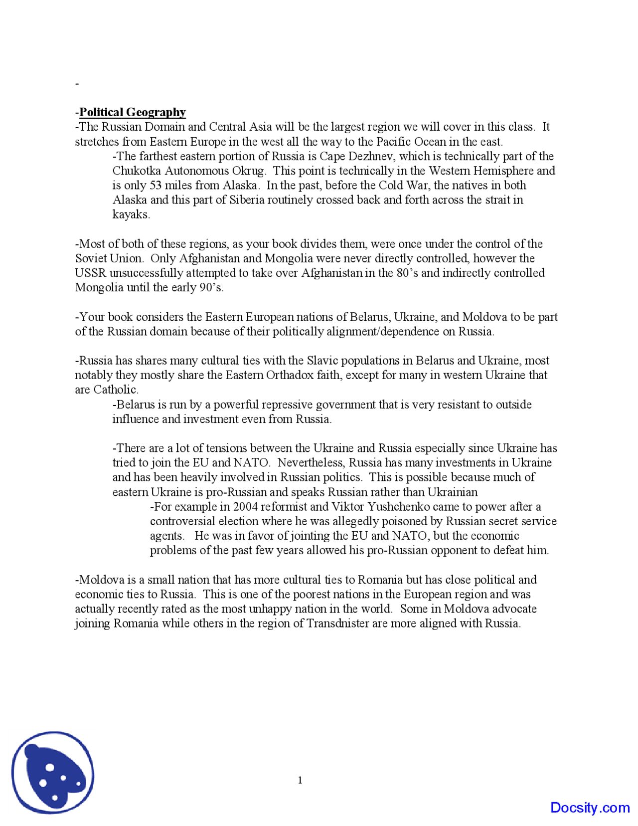 Political Geography - Geography - Lecture Notes | Study notes Geology ...