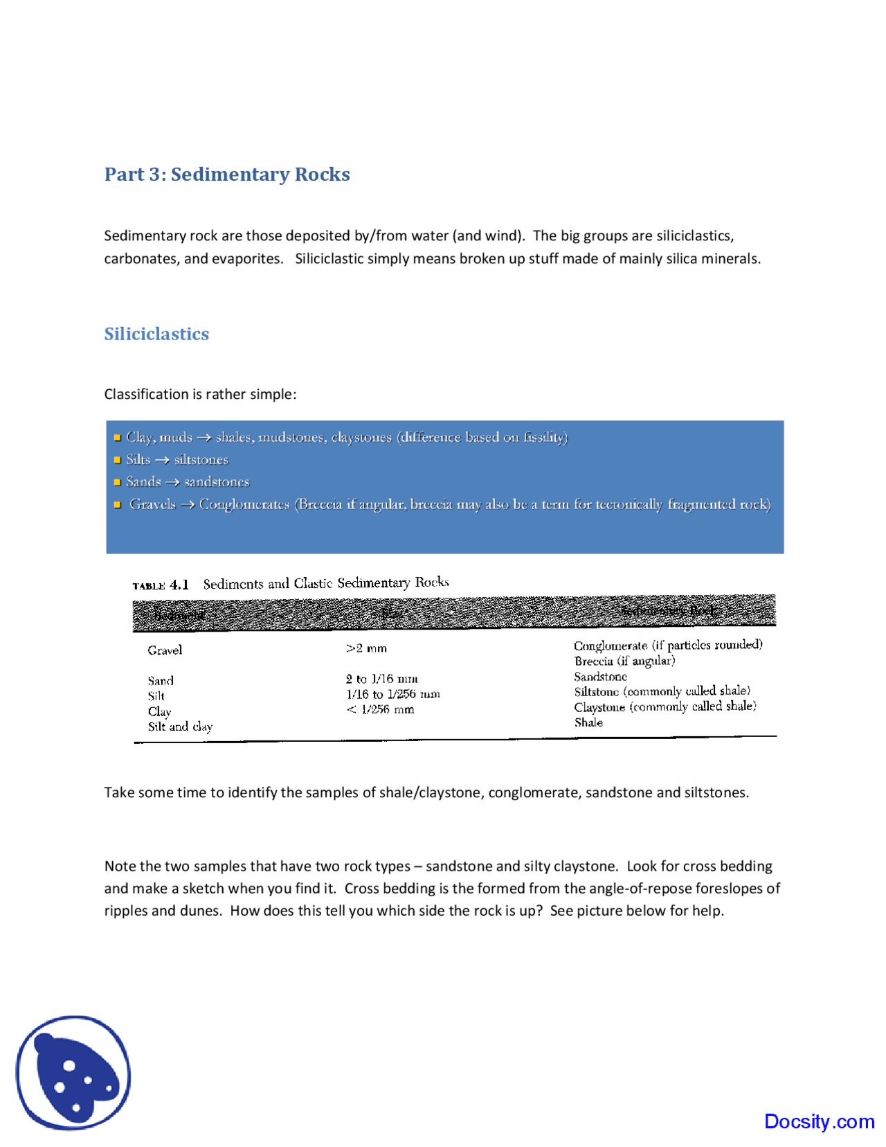 Sedimentary Rocks - Engineering Geology - Lecture Notes - Docsity