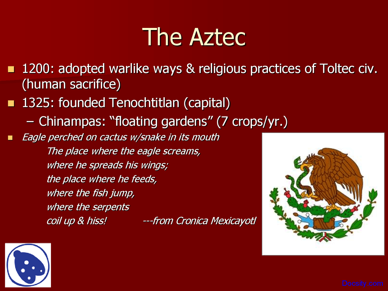 Aztec - Geography - Lecture Slides - Docsity