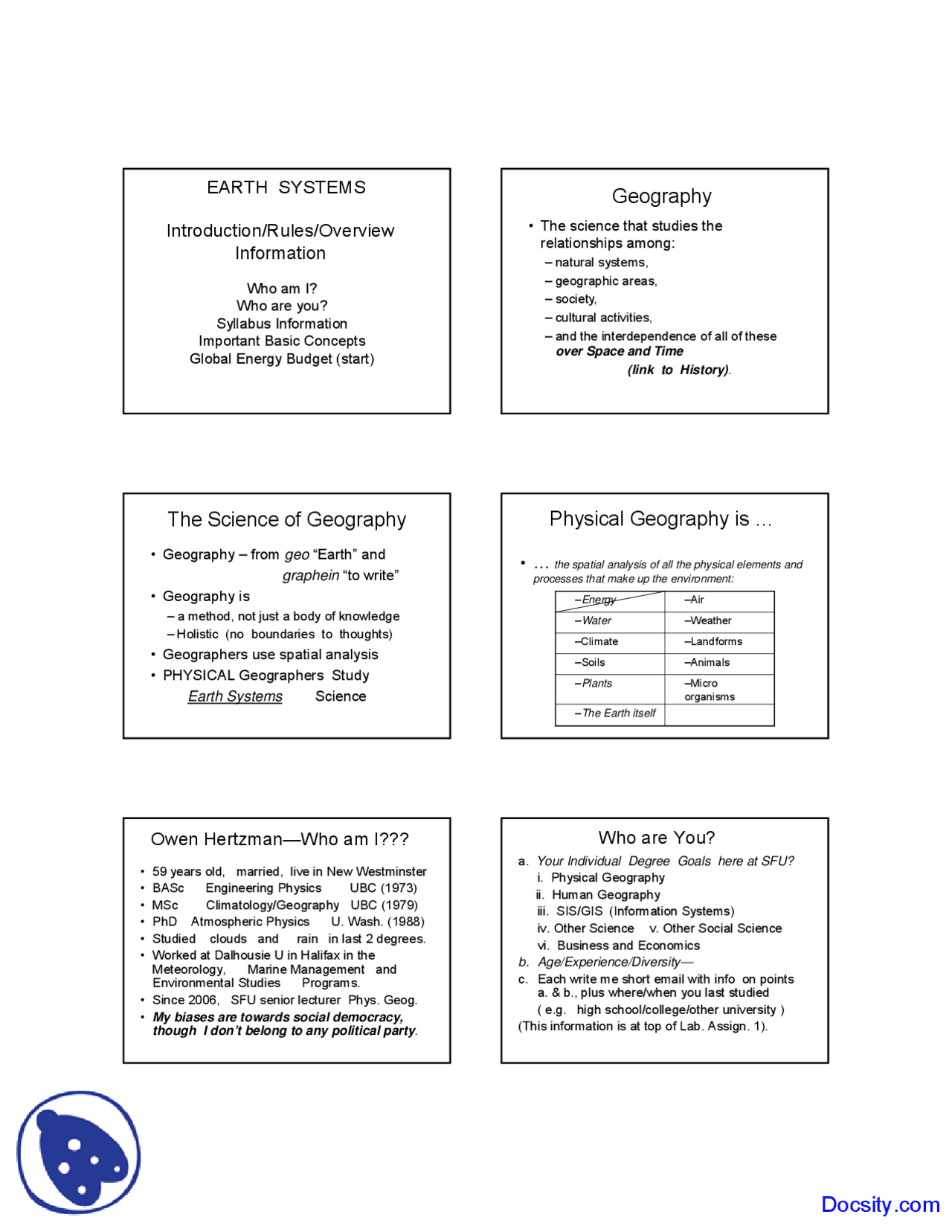 Geography Freshman Course Module Ppt Geography - Geography - Lecture Slides - Docsity