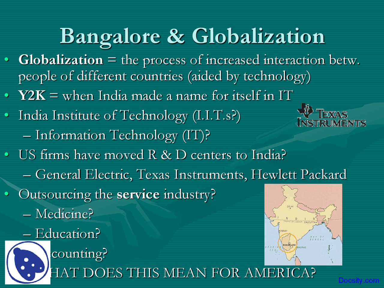 Bangalore Geography Lecture Slides Docsity