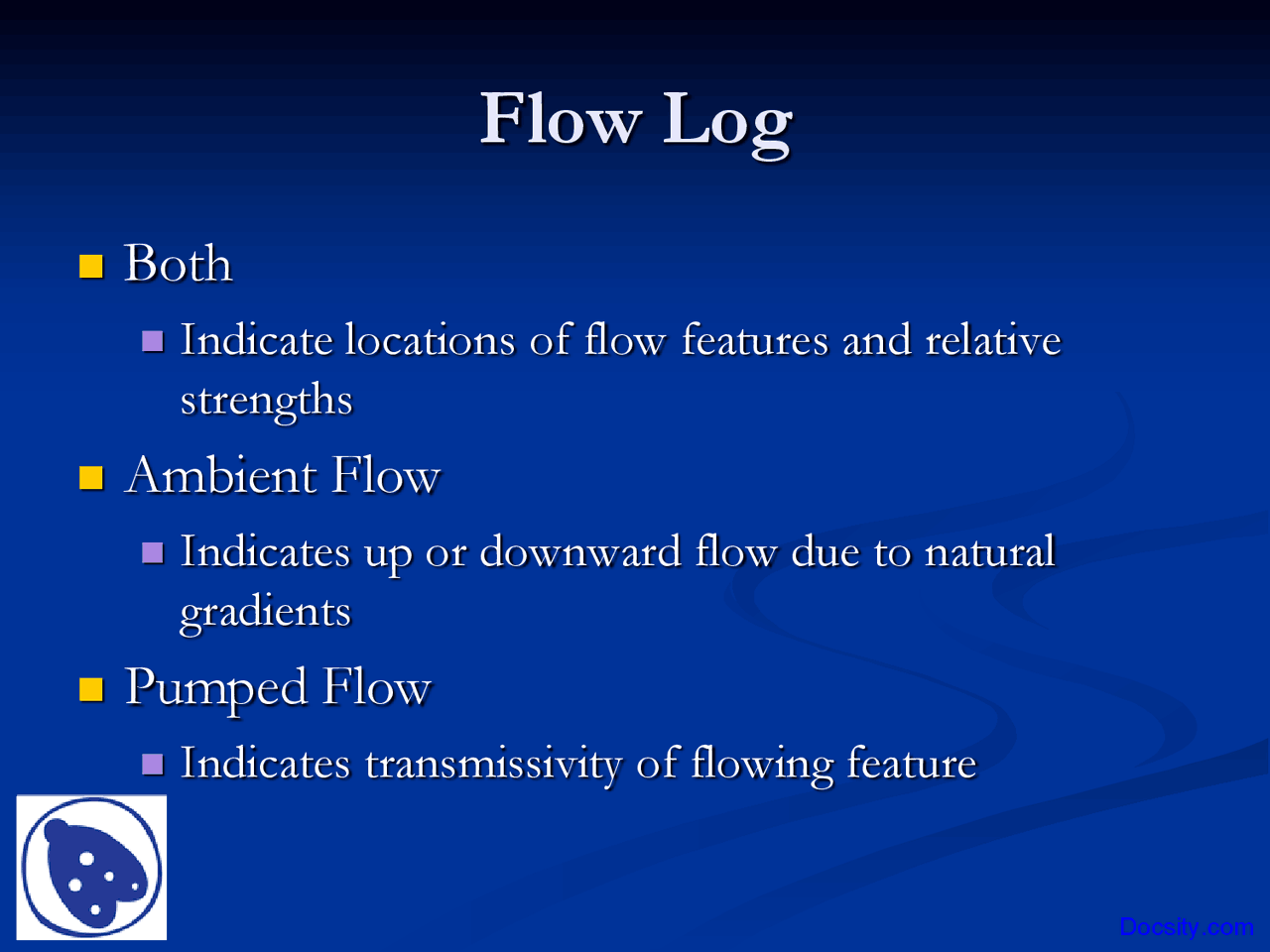 Flow Log - Engineering Geology - Lecture Slides - Docsity