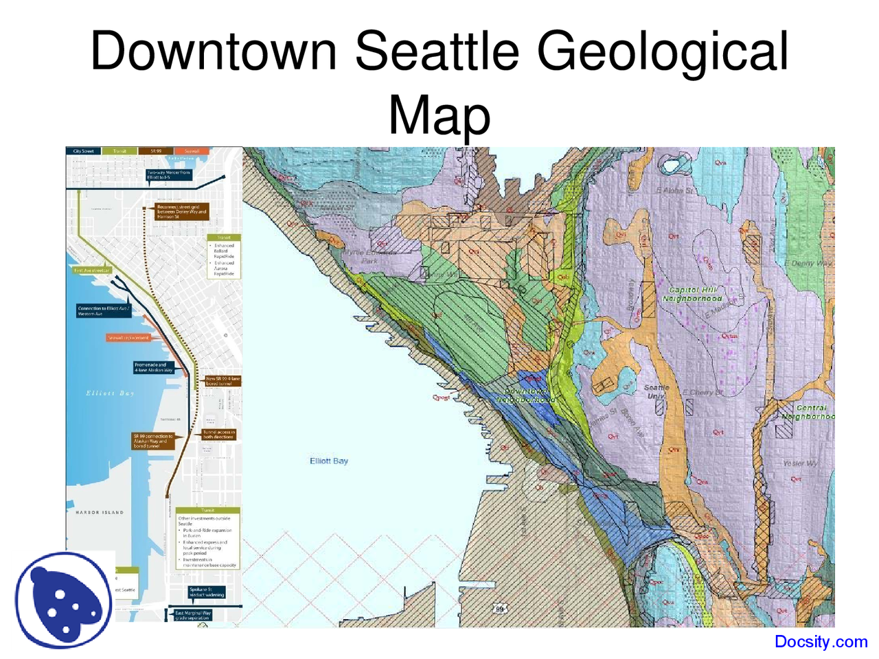 Seattle Geologic Map Downtown Seattle - Engineering Geology - Lecture Slides - Docsity