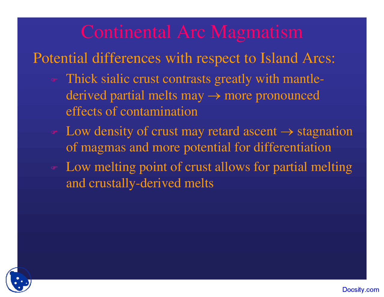 Arc Magmatism - Geochemistry I - Lecture Slides - Docsity