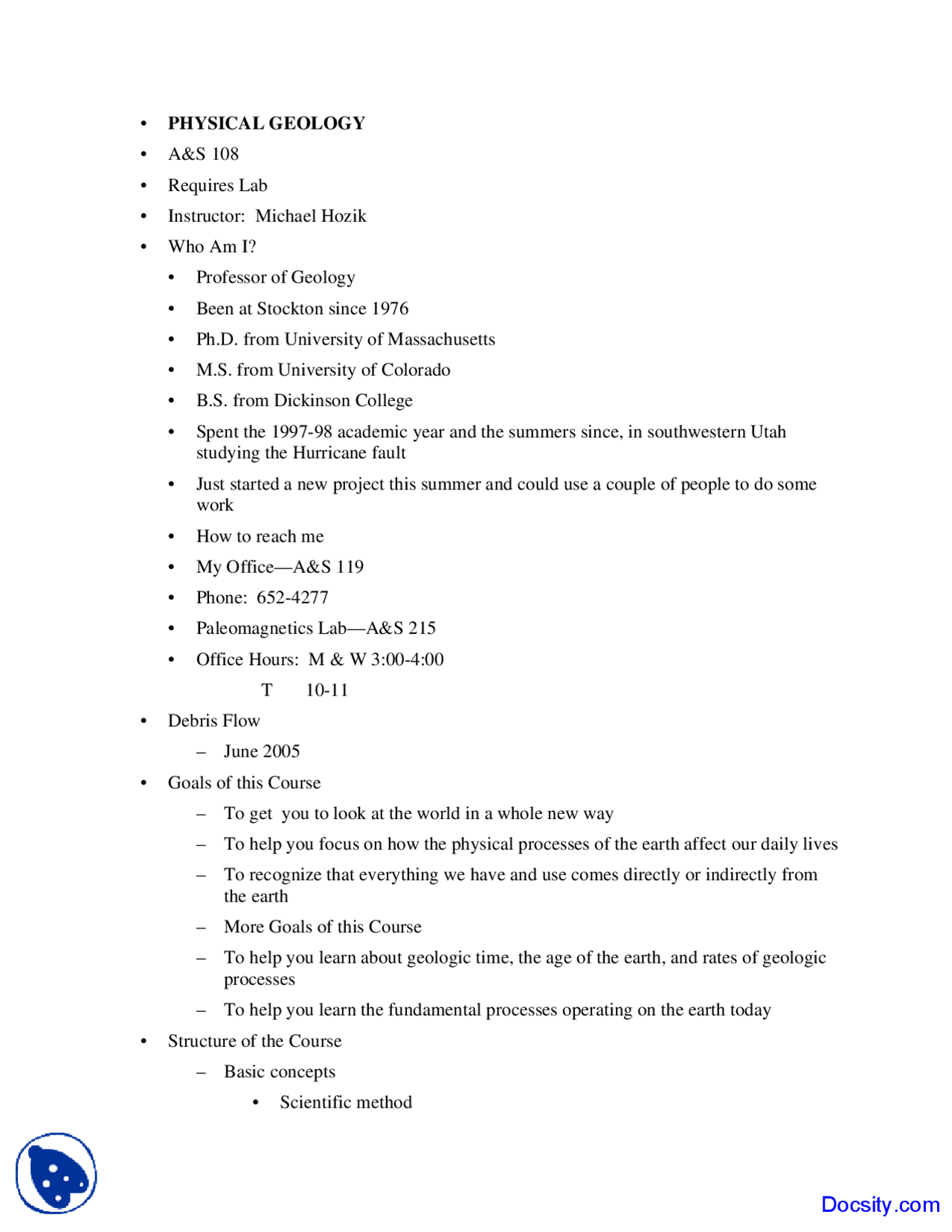 Introduction - Environmental Geology - Lecture Notes - Docsity