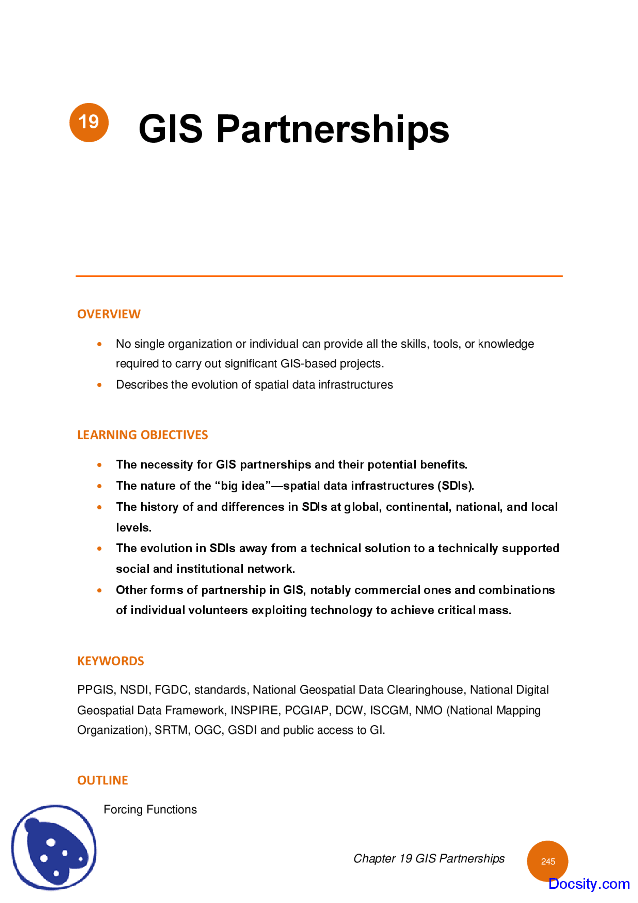 GIS Partnerships - GIS and Mapping - Lecture Notes - Docsity