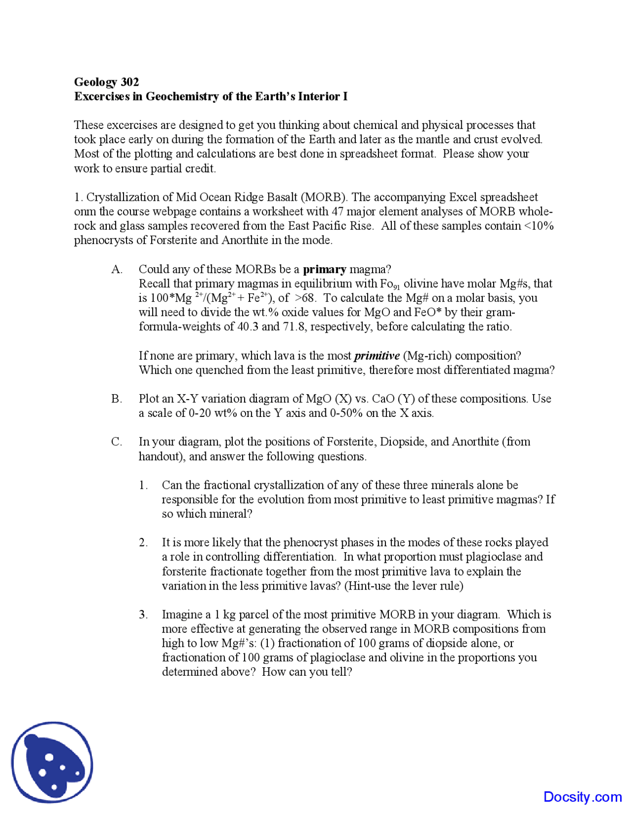 Ocean Ridge - Geochemistry I - Lecture Notes - Docsity