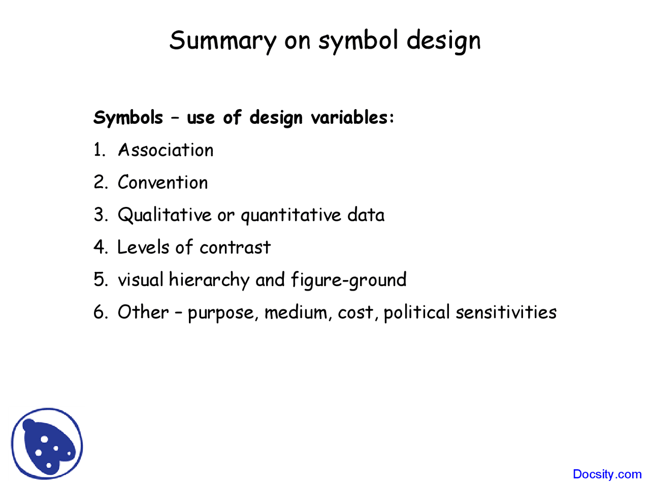 Symbol Design - GIS and Mapping - Lecture Slides - Docsity