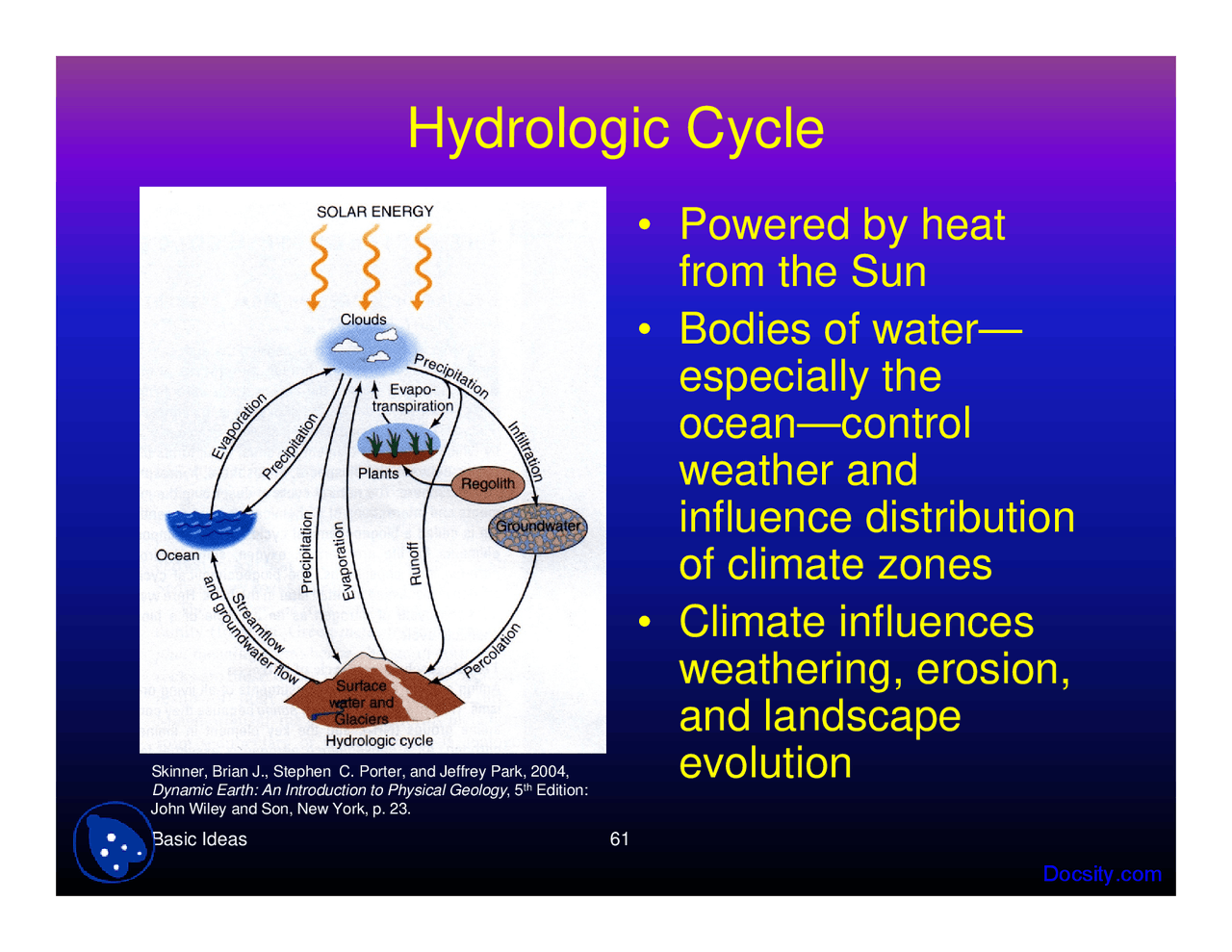 Hydrologic Cycle - Environmental Geology - Lecture Slides - Docsity