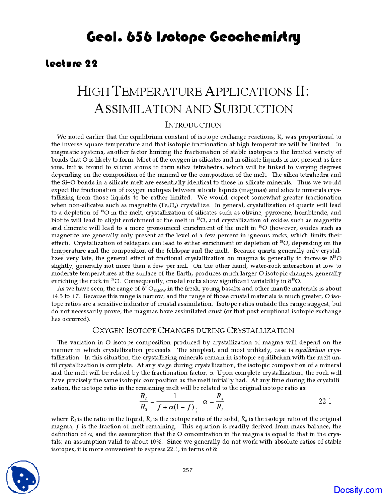 Precambrian - Geochemistry I - Lecture Notes - Docsity