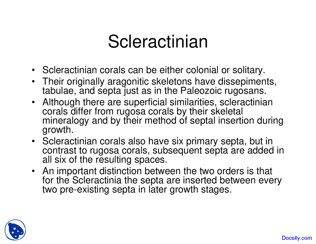 Scleractinian - Environmental Geology - Lecture Slides - Docsity