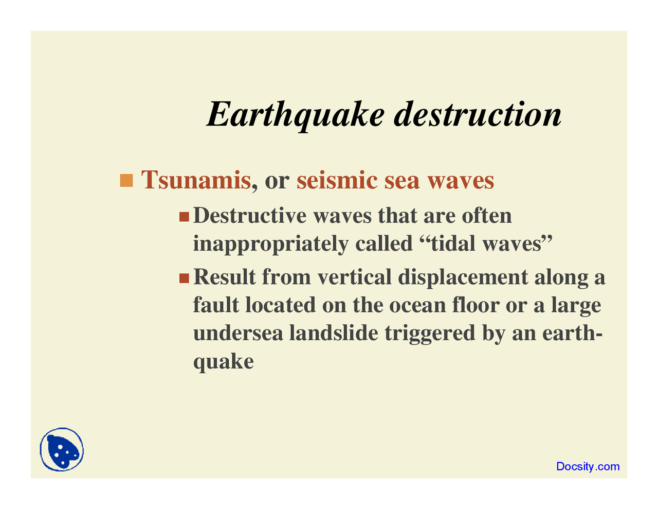 Earthquake Destruction - Human Resource - Lecture Slides - Docsity