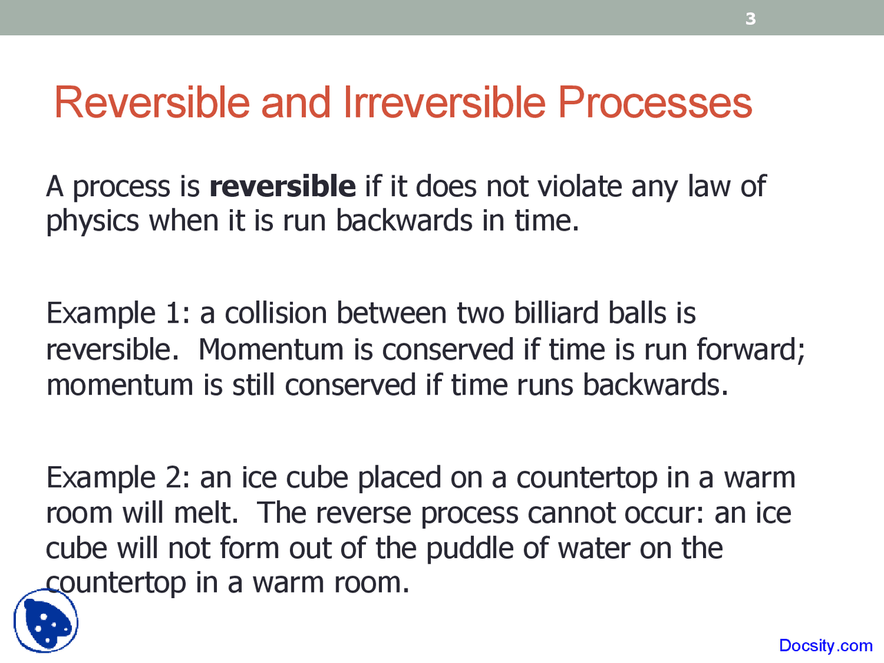 Reversible and Irreversible Processes - General Physics I - Lecture ...