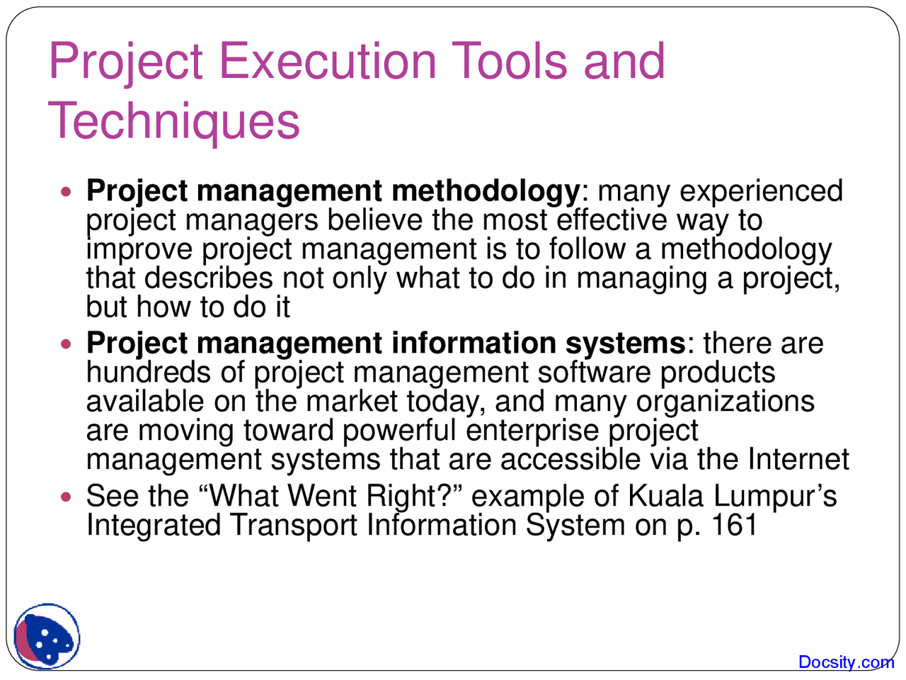 Project Execution - Human Resource - Lecture Slides - Docsity