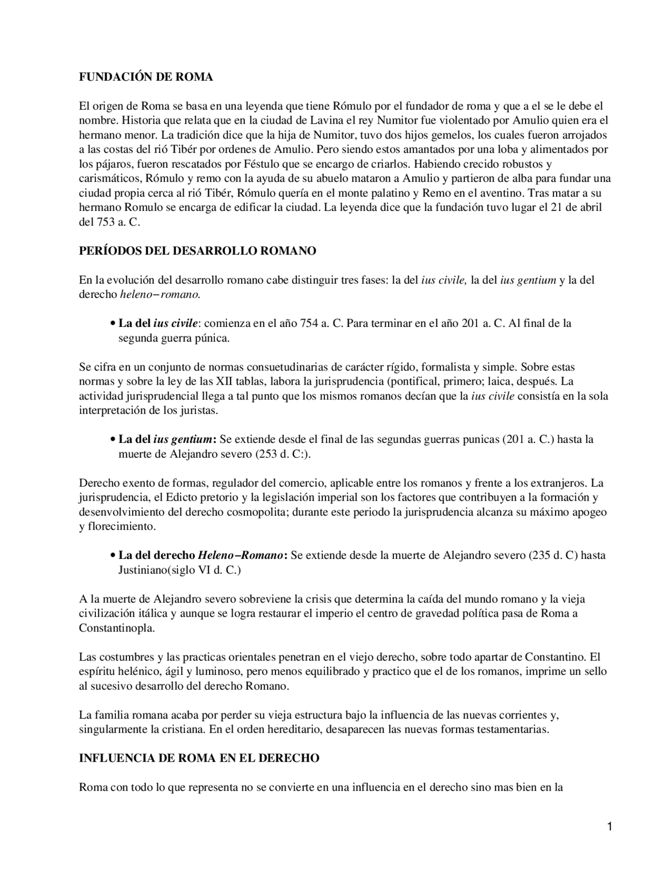 Fundacion De Roma Apuntes Derecho Romano Docsity