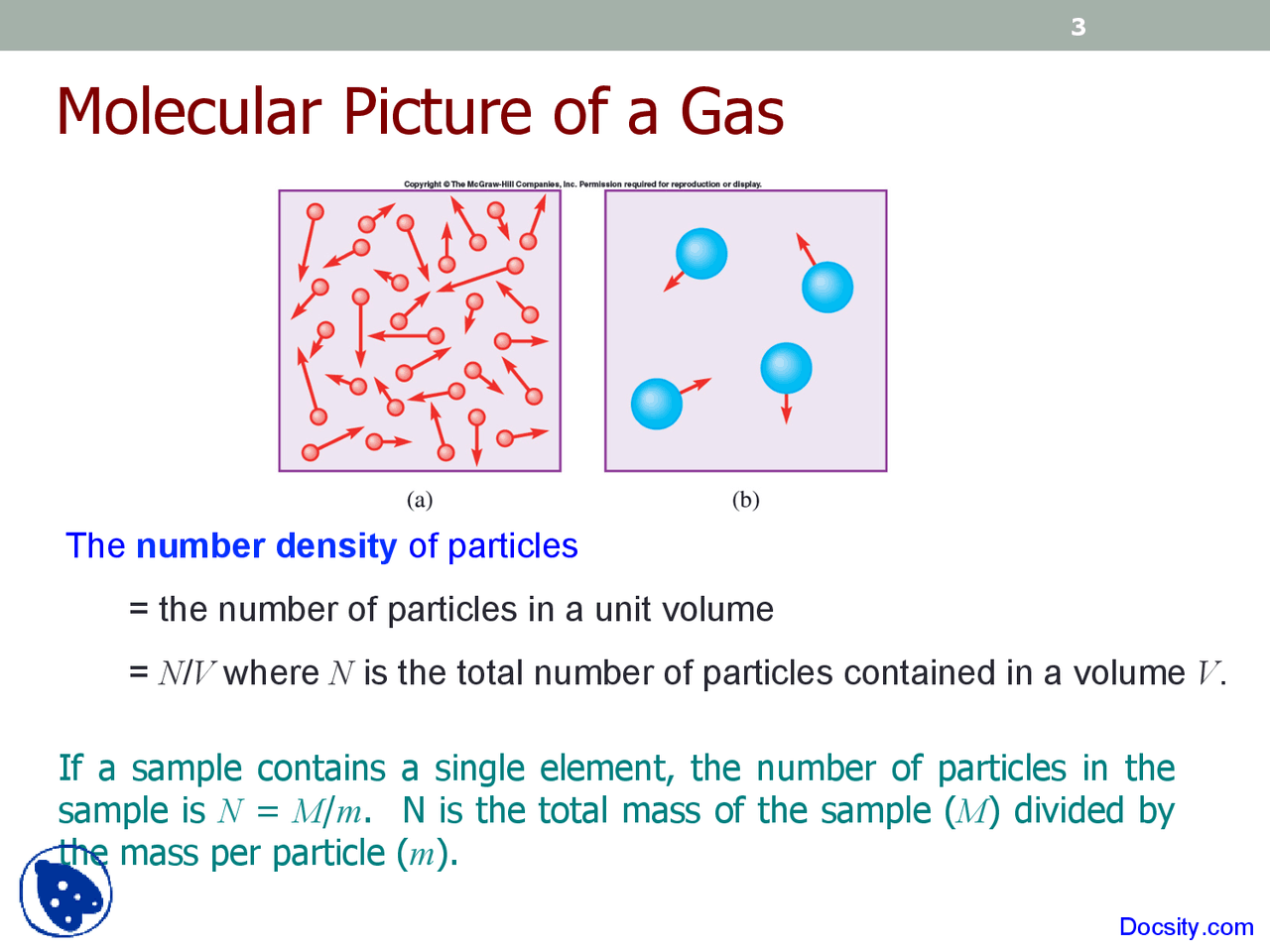 Gas Visual Molecular Picture of Gas - General Physics I - Lecture Slides - Docsity