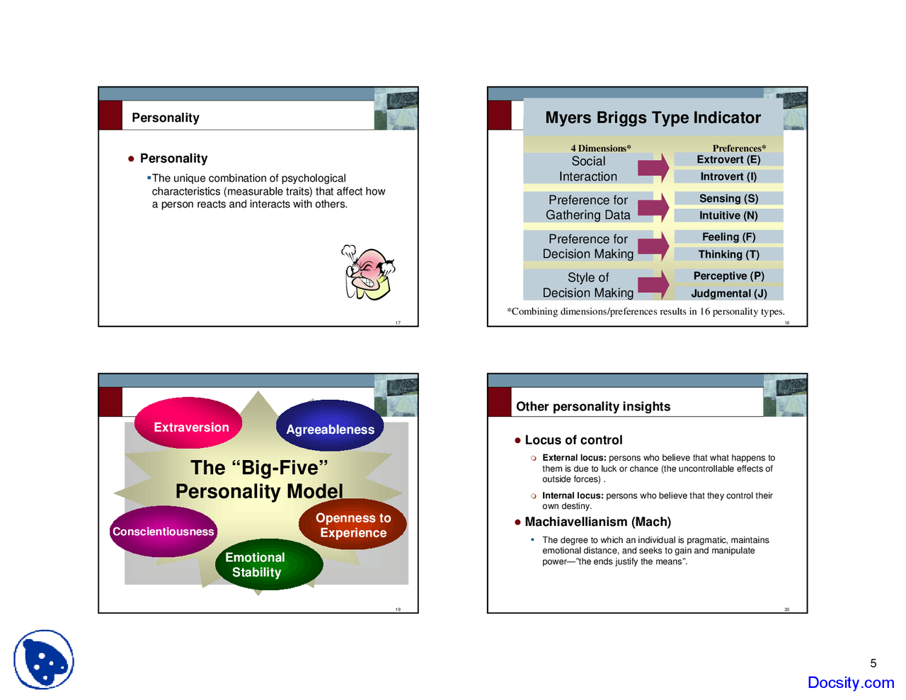 Personality - Human Resource - Lecture Slides - Docsity