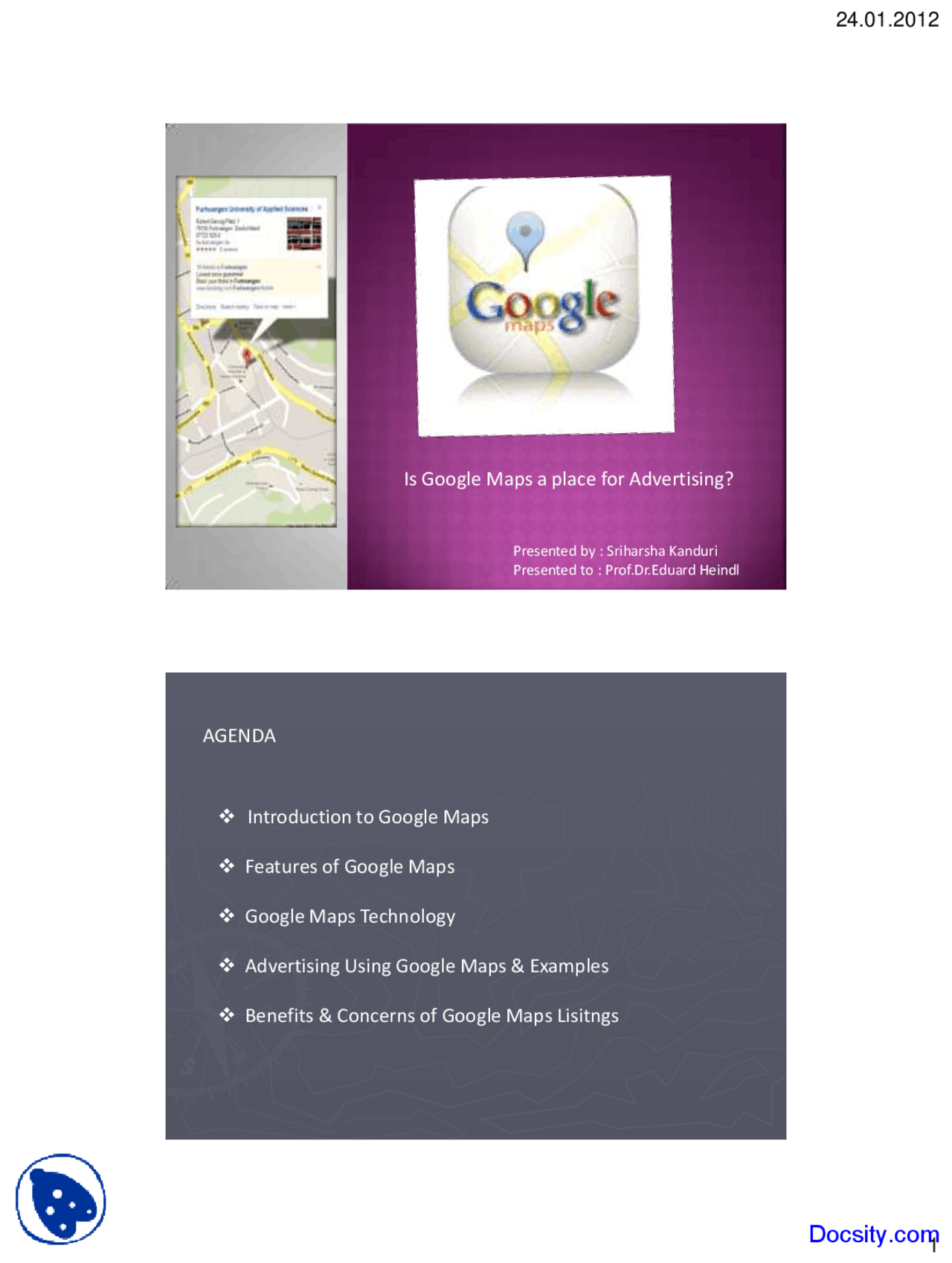 Google Maps Presentation - E-Commerce - Lecture Slides - Docsity