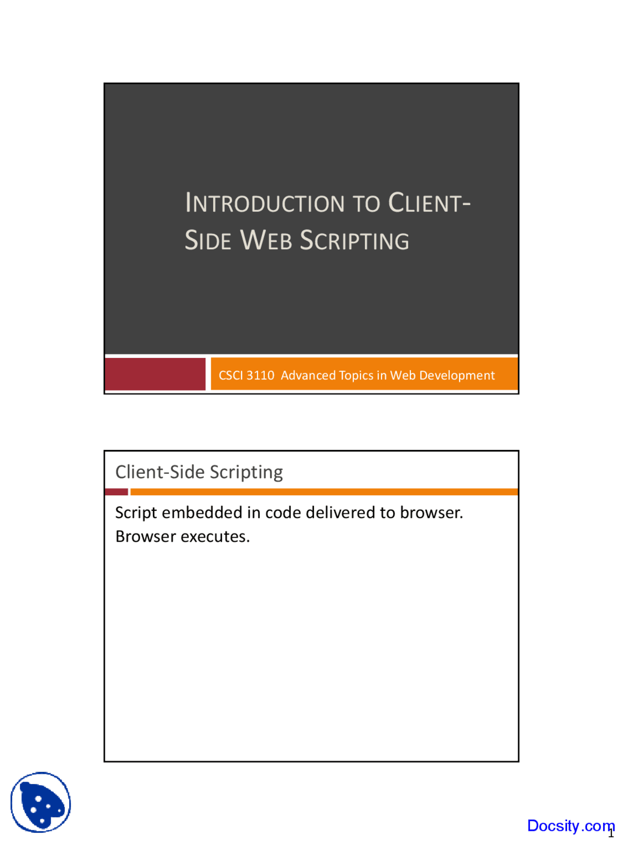 Introduction to Client Side Web Scripting - Buisness Management ...