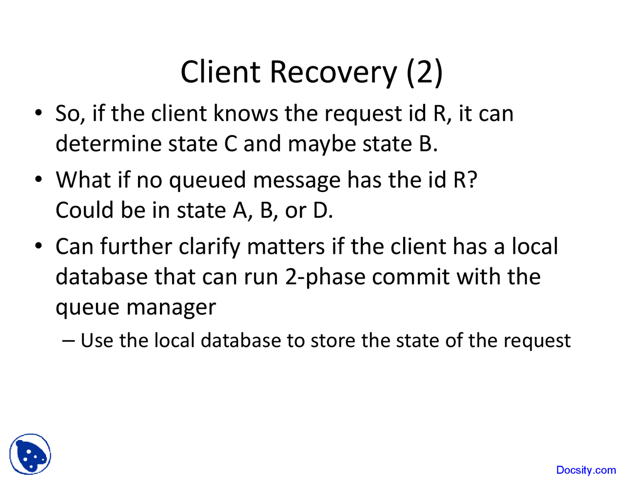 Client Recovery - E-Commerce - Lecture Slides - Docsity