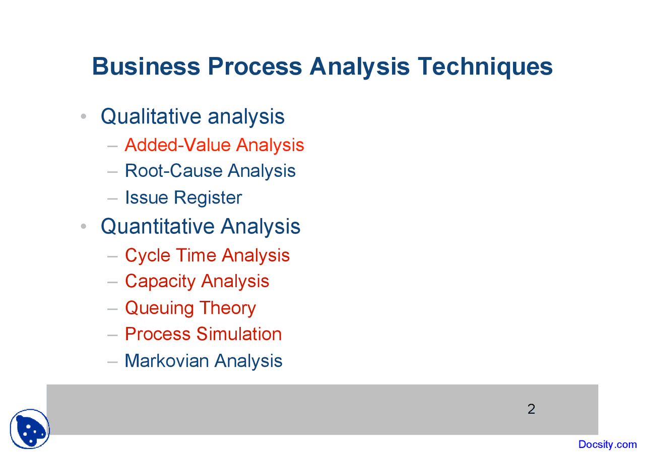 Business Process Analysis Techniques - Buisness Management - Lecture ...