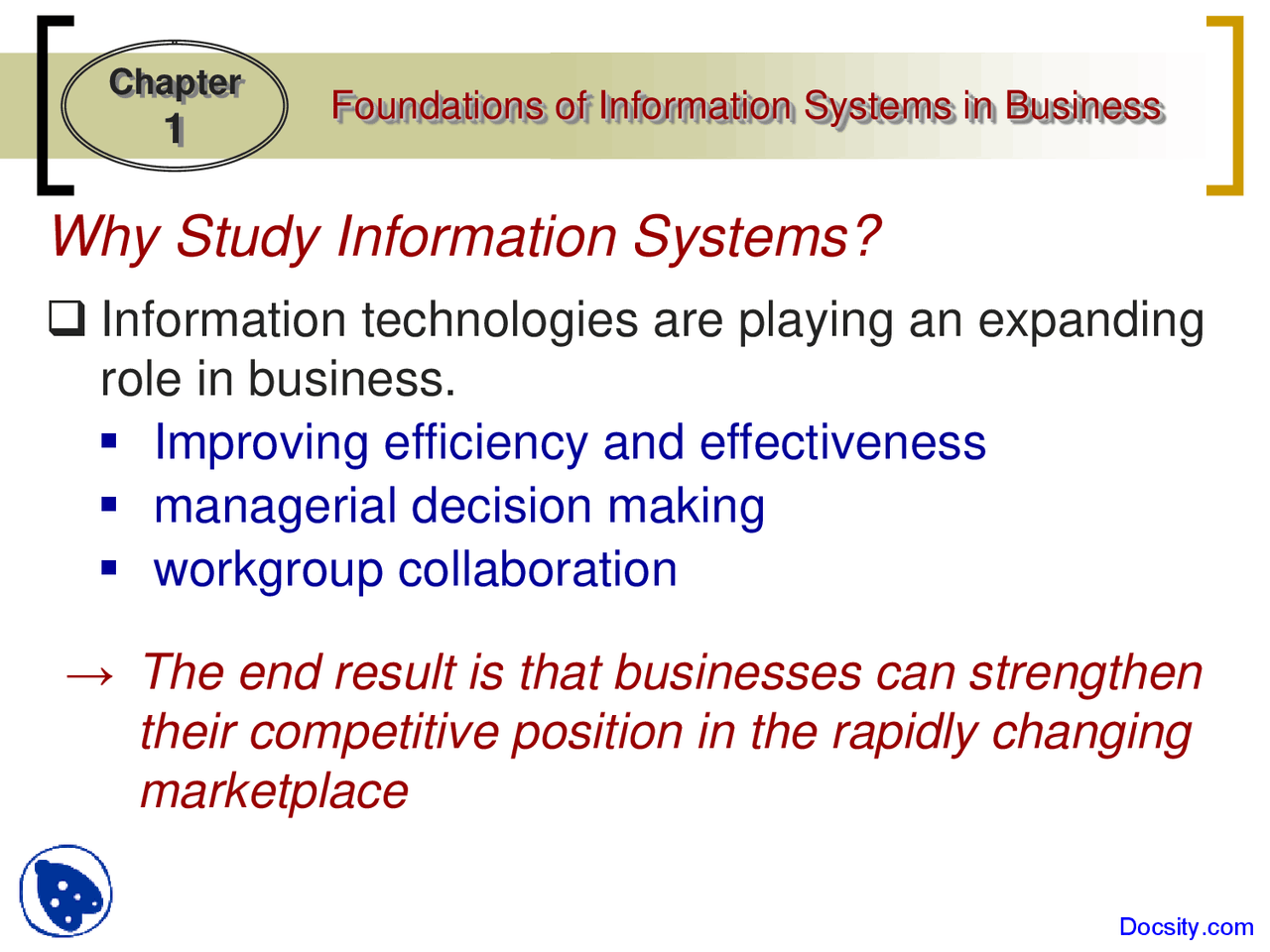 Foundations of Information Systems in Business - Buisness Management ...