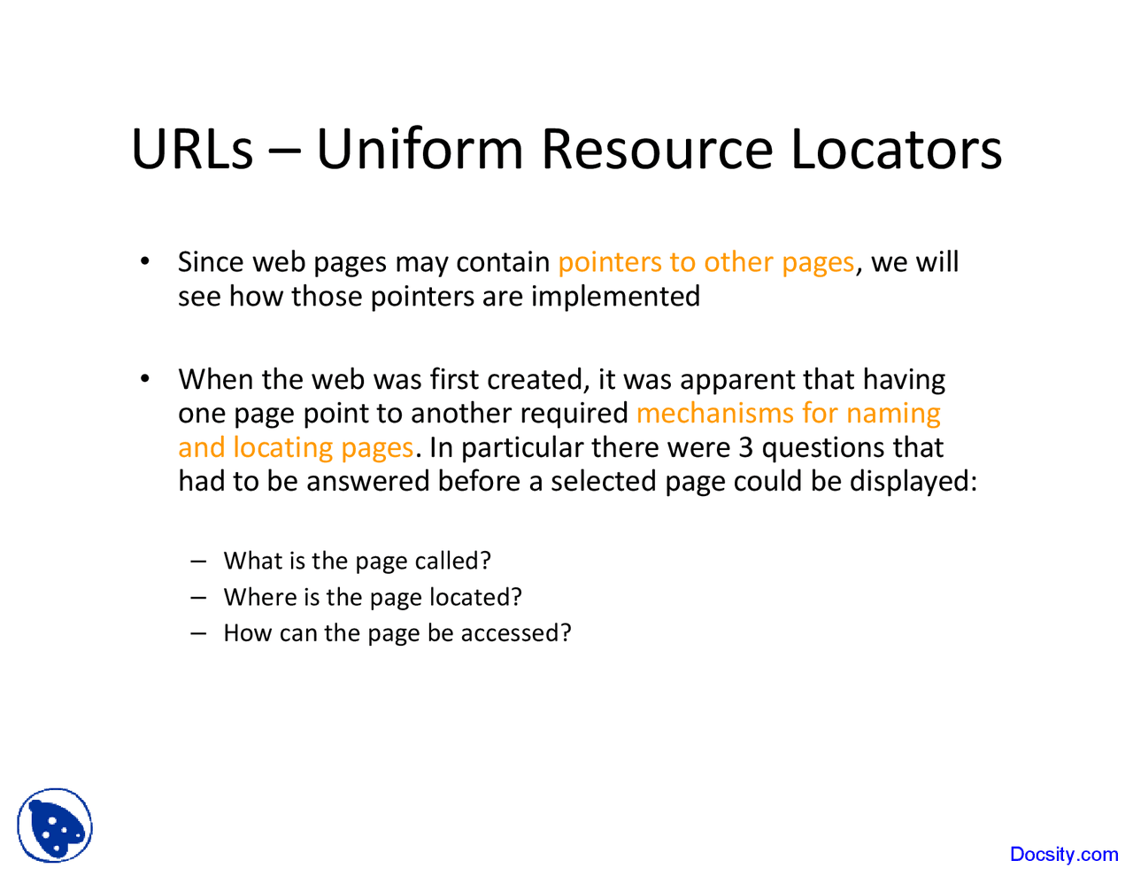 Uniform Resource Locators Lecture Slides Docsity