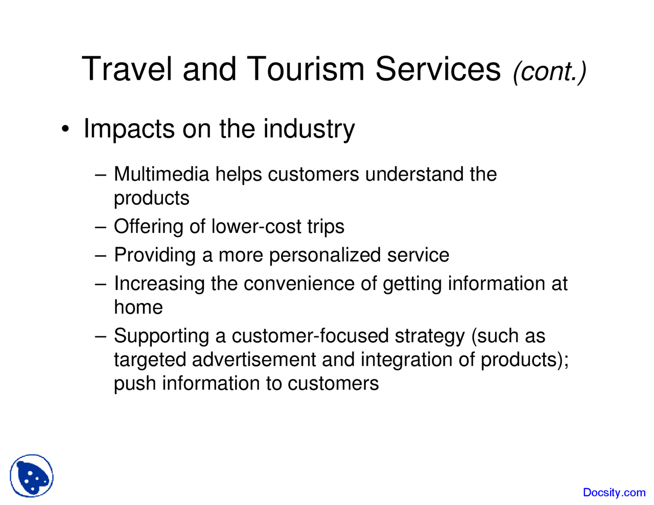 Travel - E-Commerce - Lecture Slides - Docsity
