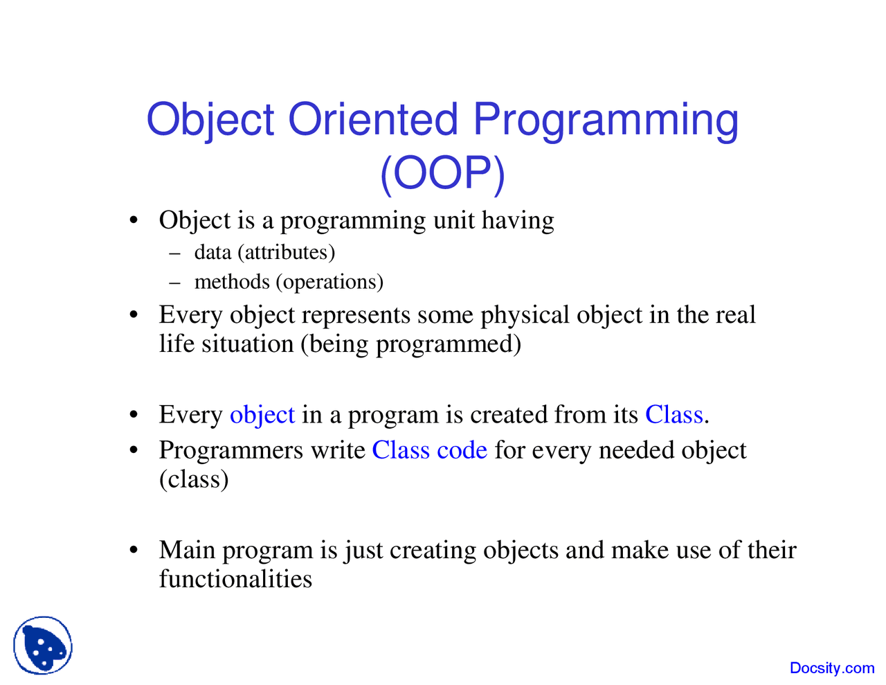 Object Oriented Programming - E-Commerce - Lecture Slides - Docsity