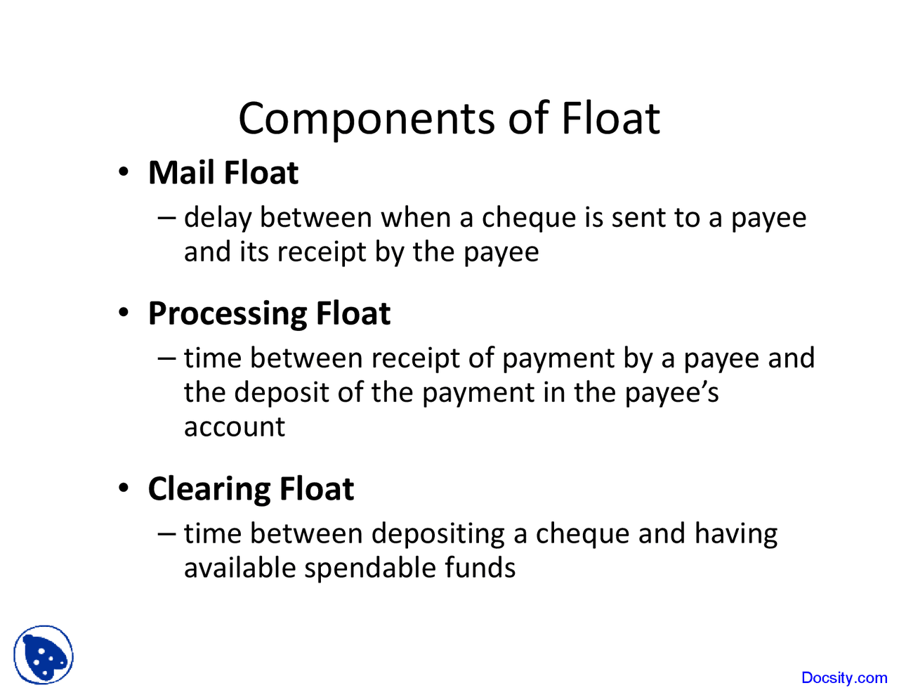 Mail Float - E-Commerce - Lecture Slides - Docsity