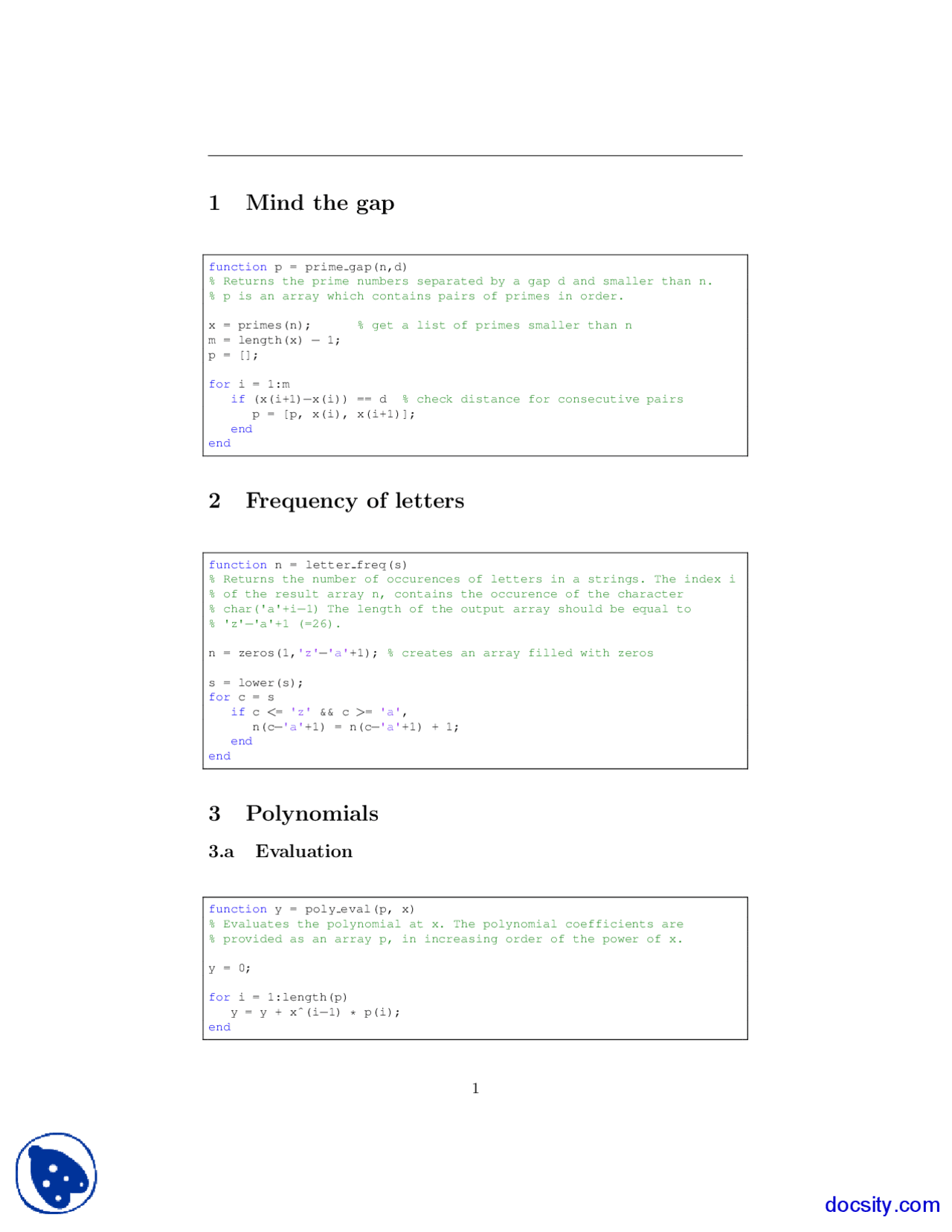 Polynomials - Fundamental Programming Concepts - Solved Homework - Docsity