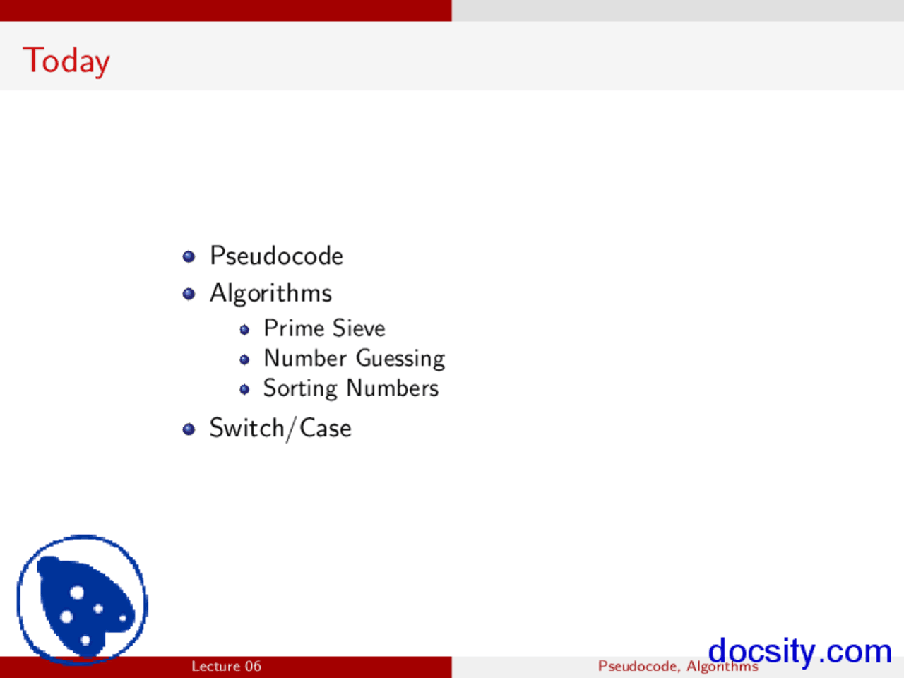 Pseudocode, Algorithms - Fundamental Programming Concepts - Lecture ...