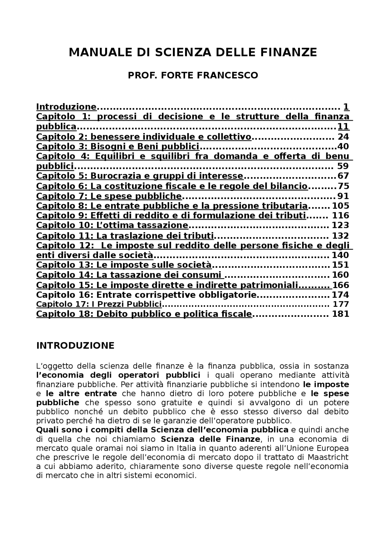 MANUALE DI SCIENZA DELLE FINANZE sbobinate prof.forte francesco